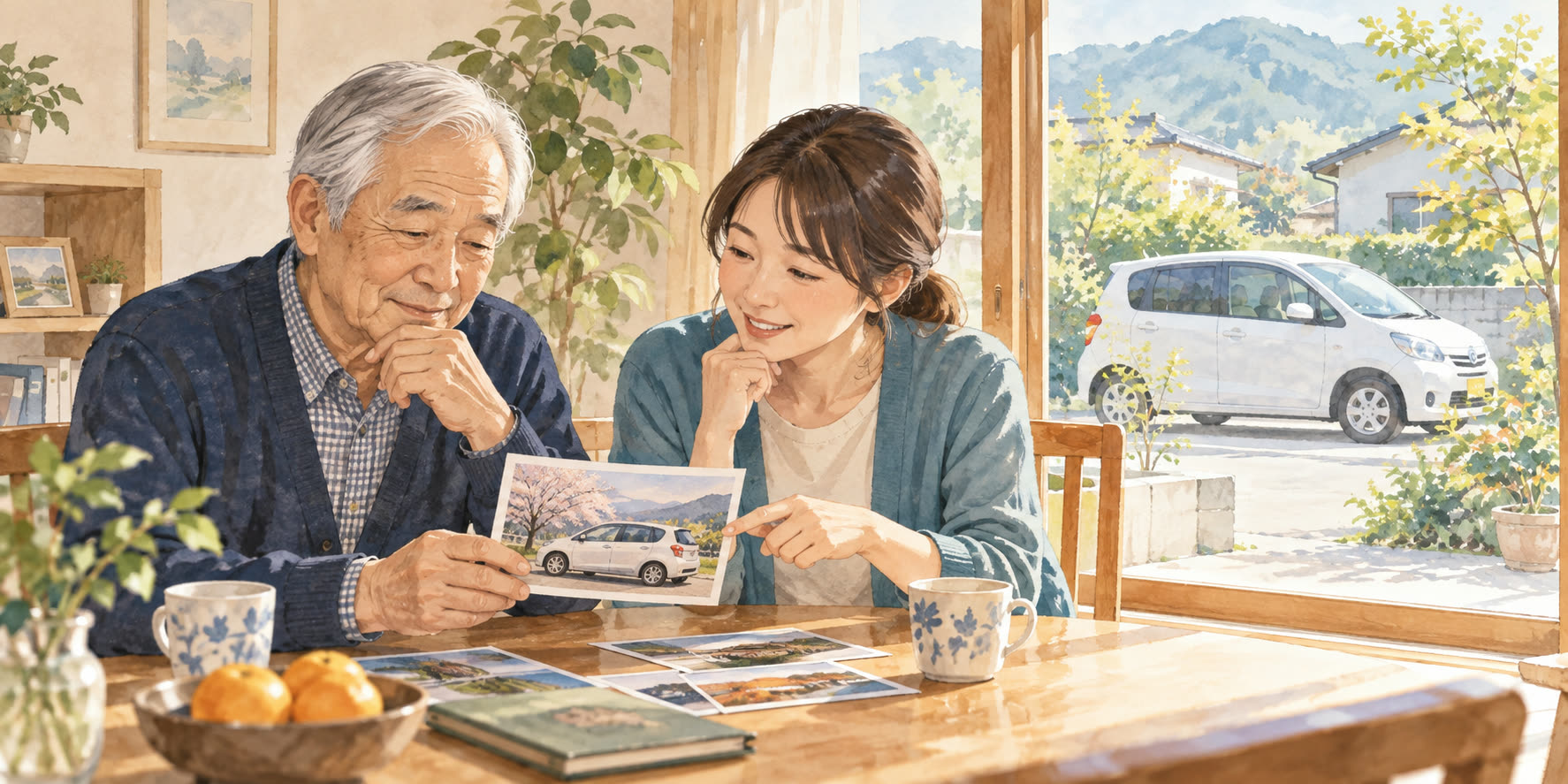 免許返納後の車について親子で話し合うイメージ
