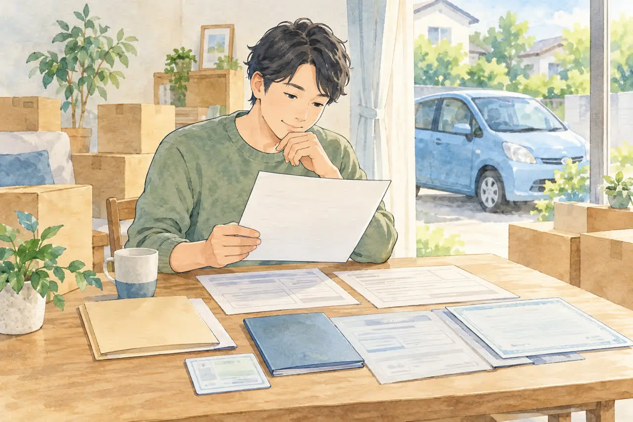引っ越しや結婚で変わった住所・氏名を確認するイラスト