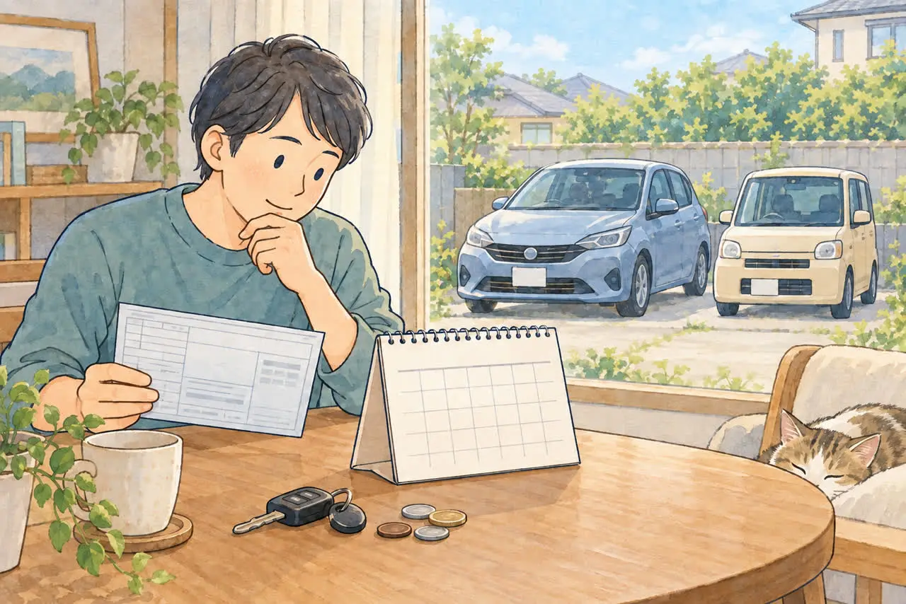 普通車と軽自動車の税金の違いを確認するイラスト