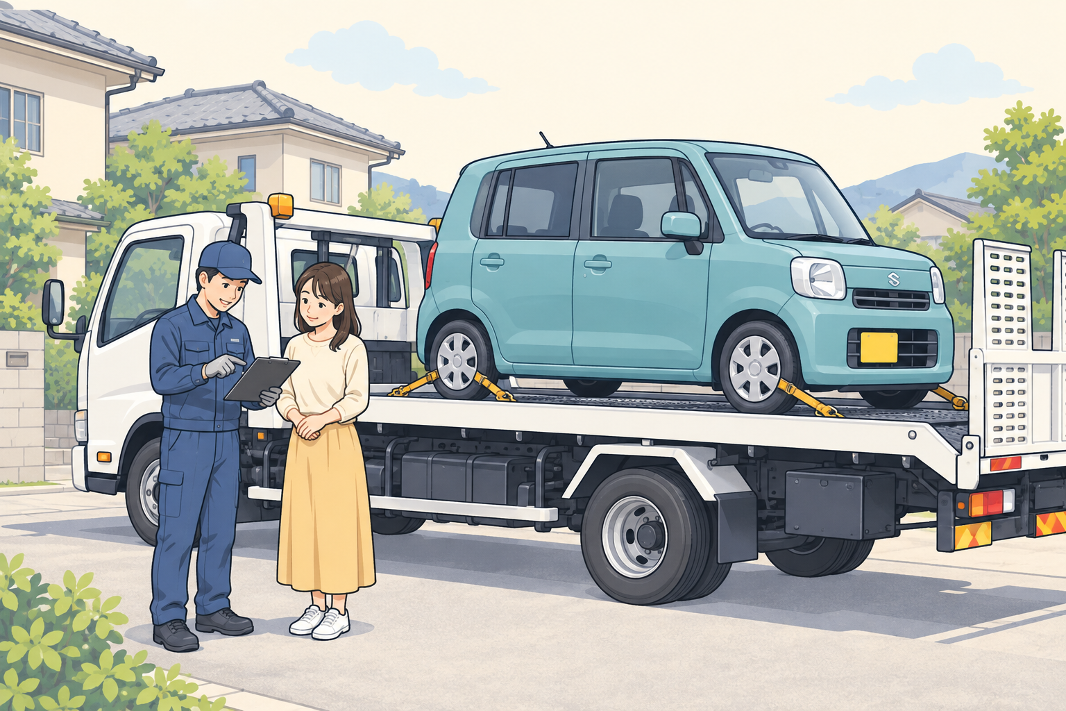 積載車で軽自動車を引き取るイメージ