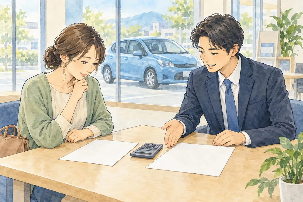 ローン残高と買取額を確認するイラスト