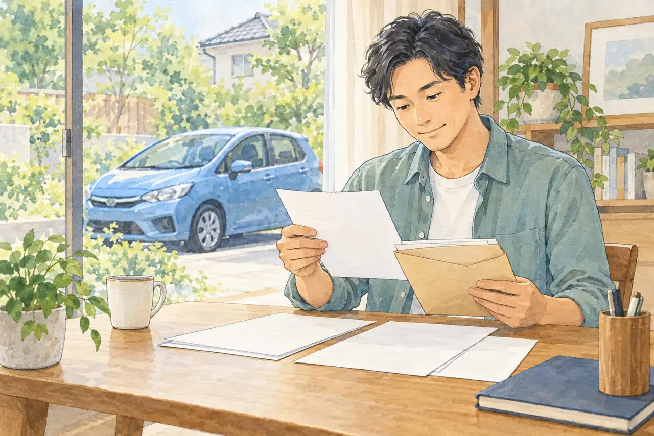 必要書類を郵送で受け取るイラスト